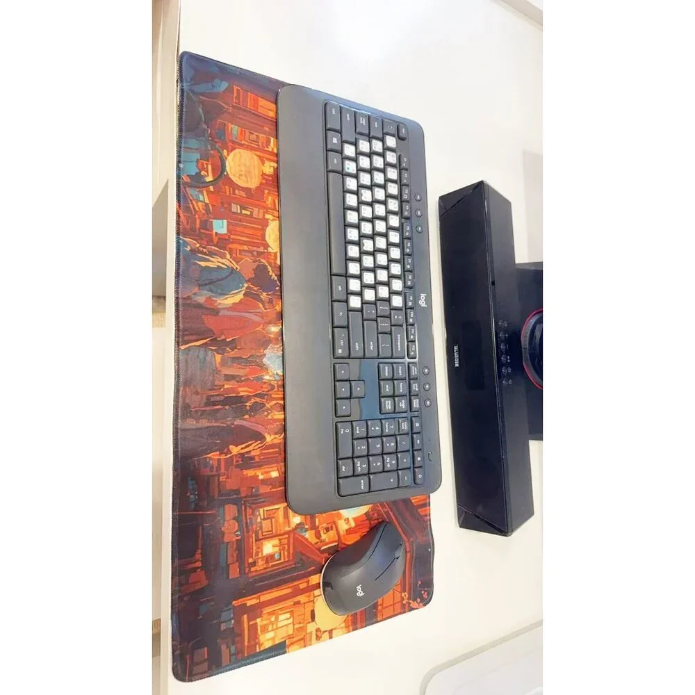 Neon Lantern Street Extended Mouse Pad Anti-slip Gaming Desk Mat